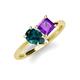 4 - Zoya Pear Shape London Blue Topaz & Princess Shape Amethyst 2 Stone Duo Ring 