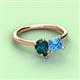 3 - Zoya Pear Shape London Blue Topaz & Princess Shape Blue Topaz 2 Stone Duo Ring 