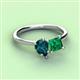 3 - Zoya Pear Shape London Blue Topaz & Princess Shape Lab Created Emerald 2 Stone Duo Ring 