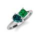 4 - Zoya Pear Shape London Blue Topaz & Princess Shape Lab Created Emerald 2 Stone Duo Ring 