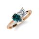 4 - Zoya Pear Shape London Blue Topaz & Princess Shape Forever Brilliant Moissanite 2 Stone Duo Ring 