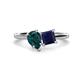 1 - Zoya Pear Shape London Blue Topaz & Princess Shape Lab Created Blue Sapphire 2 Stone Duo Ring 