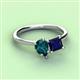 3 - Zoya Pear Shape London Blue Topaz & Princess Shape Lab Created Blue Sapphire 2 Stone Duo Ring 