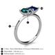 5 - Zoya Pear Shape London Blue Topaz & Princess Shape Lab Created Blue Sapphire 2 Stone Duo Ring 