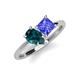 4 - Zoya Pear Shape London Blue Topaz & Princess Shape Tanzanite 2 Stone Duo Ring 