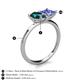 5 - Zoya Pear Shape London Blue Topaz & Princess Shape Tanzanite 2 Stone Duo Ring 