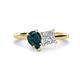 1 - Zoya Pear Shape London Blue Topaz & Princess Shape GIA Certified Diamond 2 Stone Duo Ring 