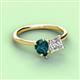 3 - Zoya Pear Shape London Blue Topaz & Princess Shape GIA Certified Diamond 2 Stone Duo Ring 