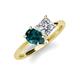 4 - Zoya Pear Shape London Blue Topaz & Princess Shape GIA Certified Diamond 2 Stone Duo Ring 