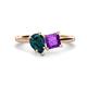 1 - Zoya Pear Shape London Blue Topaz & Princess Shape Amethyst 2 Stone Duo Ring 