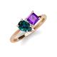 4 - Zoya Pear Shape London Blue Topaz & Princess Shape Amethyst 2 Stone Duo Ring 