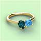 3 - Zoya Pear Shape London Blue Topaz & Princess Shape Blue Topaz 2 Stone Duo Ring 