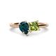 1 - Zoya Pear Shape London Blue Topaz & Princess Shape Peridot 2 Stone Duo Ring 