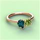 3 - Zoya Pear Shape London Blue Topaz & Princess Shape Peridot 2 Stone Duo Ring 