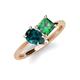 4 - Zoya Pear Shape London Blue Topaz & Princess Shape Lab Created Alexandrite 2 Stone Duo Ring 