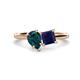1 - Zoya Pear Shape London Blue Topaz & Princess Shape Lab Created Blue Sapphire 2 Stone Duo Ring 