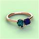 3 - Zoya Pear Shape London Blue Topaz & Princess Shape Lab Created Blue Sapphire 2 Stone Duo Ring 