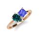 4 - Zoya Pear Shape London Blue Topaz & Princess Shape Tanzanite 2 Stone Duo Ring 