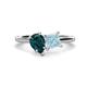 1 - Zoya Pear Shape London Blue Topaz & Princess Shape Aquamarine 2 Stone Duo Ring 
