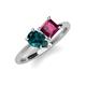 4 - Zoya Pear Shape London Blue Topaz & Princess Shape Rhodolite Garnet 2 Stone Duo Ring 