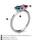 5 - Zoya Pear Shape London Blue Topaz & Princess Shape Rhodolite Garnet 2 Stone Duo Ring 