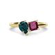 1 - Zoya Pear Shape London Blue Topaz & Princess Shape Rhodolite Garnet 2 Stone Duo Ring 