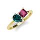 4 - Zoya Pear Shape London Blue Topaz & Princess Shape Rhodolite Garnet 2 Stone Duo Ring 
