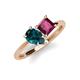4 - Zoya Pear Shape London Blue Topaz & Princess Shape Rhodolite Garnet 2 Stone Duo Ring 