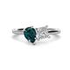1 - Zoya Pear Shape London Blue Topaz & Princess Shape Certified Lab Grown Diamond 2 Stone Duo Ring 