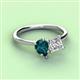 3 - Zoya Pear Shape London Blue Topaz & Princess Shape Certified Lab Grown Diamond 2 Stone Duo Ring 