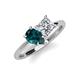 4 - Zoya Pear Shape London Blue Topaz & Princess Shape Certified Lab Grown Diamond 2 Stone Duo Ring 