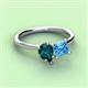 3 - Zoya Pear Shape London Blue Topaz & Princess Shape Blue Topaz 2 Stone Duo Ring 