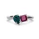 1 - Zoya Pear Shape London Blue Topaz & Princess Shape Rhodolite Garnet 2 Stone Duo Ring 