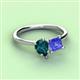 3 - Zoya Pear Shape London Blue Topaz & Princess Shape Tanzanite 2 Stone Duo Ring 