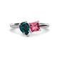1 - Zoya Pear Shape London Blue Topaz & Princess Shape Pink Tourmaline 2 Stone Duo Ring 