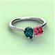 3 - Zoya Pear Shape London Blue Topaz & Princess Shape Pink Tourmaline 2 Stone Duo Ring 