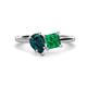 1 - Zoya Pear Shape London Blue Topaz & Princess Shape Lab Created Emerald 2 Stone Duo Ring 