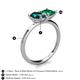 5 - Zoya Pear Shape London Blue Topaz & Princess Shape Lab Created Emerald 2 Stone Duo Ring 