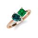 4 - Zoya Pear Shape London Blue Topaz & Princess Shape Lab Created Emerald 2 Stone Duo Ring 