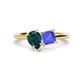 1 - Zoya Pear Shape London Blue Topaz & Princess Shape Tanzanite 2 Stone Duo Ring 