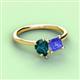 3 - Zoya Pear Shape London Blue Topaz & Princess Shape Tanzanite 2 Stone Duo Ring 
