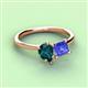 3 - Zoya Pear Shape London Blue Topaz & Princess Shape Tanzanite 2 Stone Duo Ring 