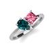 4 - Zoya Pear Shape London Blue Topaz & Princess Shape Pink Tourmaline 2 Stone Duo Ring 