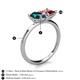 5 - Zoya Pear Shape London Blue Topaz & Princess Shape Pink Tourmaline 2 Stone Duo Ring 