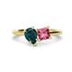 1 - Zoya Pear Shape London Blue Topaz & Princess Shape Pink Tourmaline 2 Stone Duo Ring 