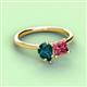 3 - Zoya Pear Shape London Blue Topaz & Princess Shape Pink Tourmaline 2 Stone Duo Ring 
