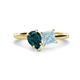 1 - Zoya Pear Shape London Blue Topaz & Princess Shape Aquamarine 2 Stone Duo Ring 