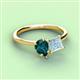3 - Zoya Pear Shape London Blue Topaz & Princess Shape Aquamarine 2 Stone Duo Ring 