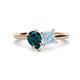1 - Zoya Pear Shape London Blue Topaz & Princess Shape Aquamarine 2 Stone Duo Ring 