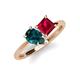 4 - Zoya Pear Shape London Blue Topaz & Princess Shape Lab Created Ruby 2 Stone Duo Ring 